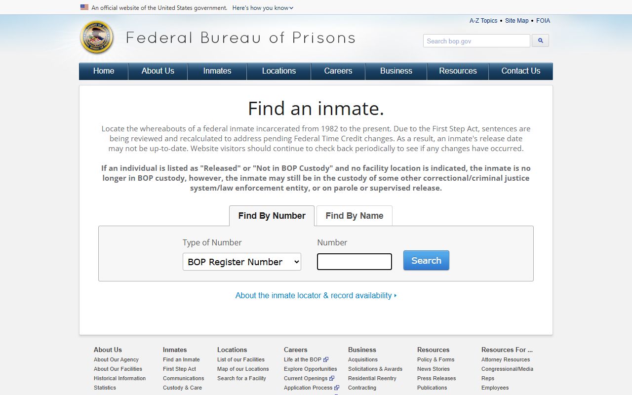 Washington County jail mugshots federal BOP inmate locator distinction